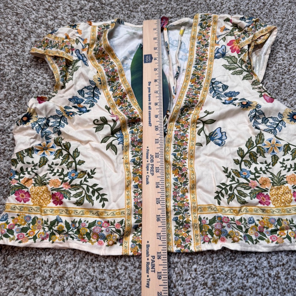 Farm Rio Tropical Floral Print Embroidered Top & Wrap Skirt Set Women's Large - Picture 7 of 11